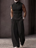 Muscle Fit Sleeveless Turtleneck Top Pants Set