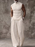 Muscle Fit Sleeveless Turtleneck Top Pants Set