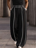 Fashion Contrast Stripe Mock Neck Matching Set