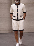 Smart Casual Designer Contrast Trim Two Piece Set