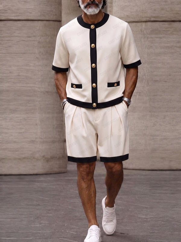 Smart Casual Designer Contrast Trim Two Piece Set