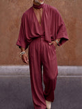 Luxe Resort Draped Two Piece Set with Scarf