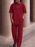Smart Casual Pleated Front T-Shirt Pants Set