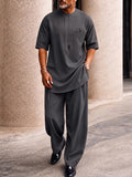 Casual Creative Pocket Longline Top Pants Set