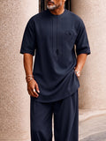 Casual Creative Pocket Longline Top Pants Set