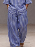 Chic Loose Fit Vertical Stripe Matching Set