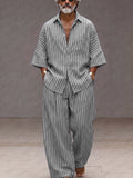 Chic Loose Fit Vertical Stripe Matching Set