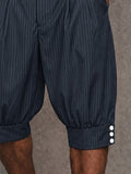 Casual Button Details Striped Lantern Shorts