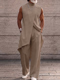 Asymmetrical High Low Hem Longline Sleeveless Top Set