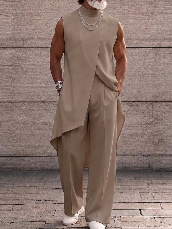 Asymmetrical High Low Hem Longline Sleeveless Top Set