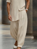 Minimalist Casual Front Slit V-Neck Top Pants Set