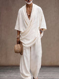Effortless Loose Draped Cross-Front Longline Top Set