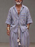 Stylish Loose Fit Stripe Shirt Pants Set