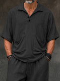 Relaxed Fit Washed Cotton Shirt Shorts Set