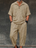 Relaxed Fit Washed Cotton Shirt Shorts Set