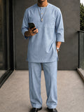 Effortless Pinstripe Longline Shirt Pants Set