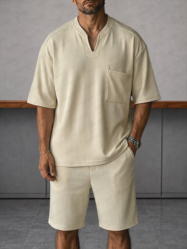 Sporty Elastic Pit-stripe Matching Set