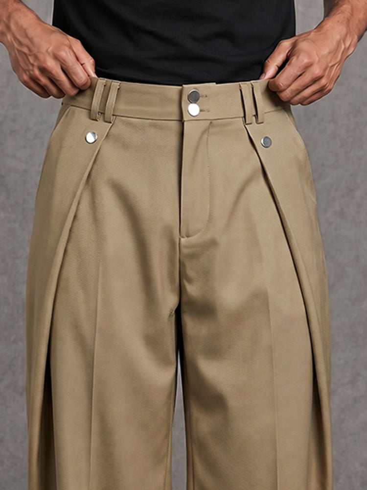 Smart Casual Multi-Pleated Suit Pants | Straight-Leg Trousers