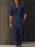 Minimalist Cotton Longline Wrap Shirt Pants Set