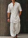 Minimalist Cotton Longline Wrap Shirt Pants Set
