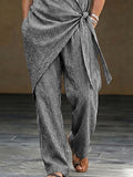 Casual Resort Loose Striped Wrap Vest Pants Set