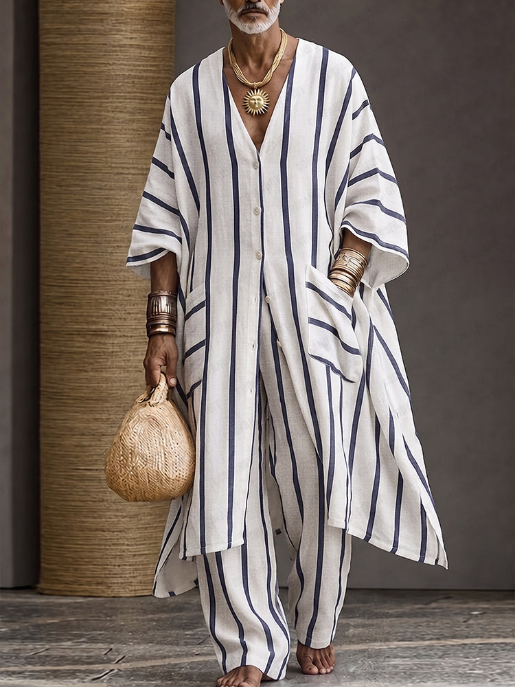 Men's Summer Vertical Striped Matching Set | Casual Vacation Outfit ...