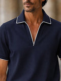 Versatile Casual Contrast Tipping Polo Shirt