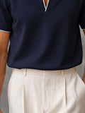 Versatile Casual Contrast Tipping Polo Shirt