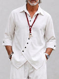 Unique Irregular Placket Shirt Pants Set