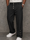 Casual Button Detail Straight-Leg Suit Pants