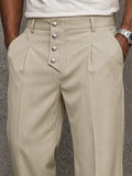 Casual Button Detail Straight-Leg Suit Pants