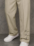 Casual Button Detail Straight-Leg Suit Pants
