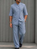 Urban Casual Short Sleeve Pinstripe Suit Set