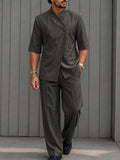 Urban Casual Short Sleeve Pinstripe Suit Set