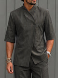 Urban Casual Short Sleeve Pinstripe Suit Set
