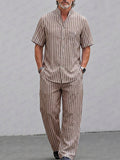 Resort Casual Stripe Short Sleeve Matching Set