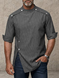 Urban Button Detail Pinstripe Pullover Shirt
