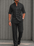 Smart Casual Double Breasted Shirt Pants Set