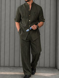 Essential Urban Casual Pinstripe Shirt and Pants Set