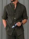 Essential Urban Casual Pinstripe Shirt and Pants Set