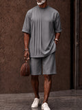 Casual Loose Pleated Front T-Shirt Shorts Set