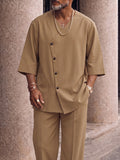 Smart Casual Button Down Shirt and Split Hem Pants Set