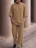 Smart Casual Button Down Shirt and Split Hem Pants Set