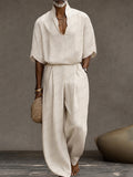 Leisure Designer Collar Shirt and Pants Set