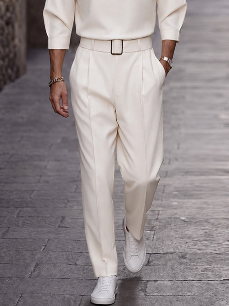 Men's Smart Casual Set – Long Sleeve Top & Tailored Pleated Pants – COOFANDY