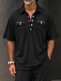 Streetwear Designer Double Pockets Polo Shirt Set