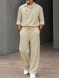 Urban Casual Button Accent Shirt Pants Set