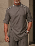 Urban Button Detail Pullover Shirt Pants Set