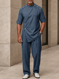 Urban Button Detail Pullover Shirt Pants Set