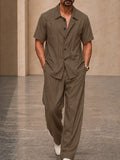 Contemporary Short Sleeve Shirt Wide Leg Pants Set